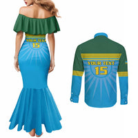 Custom Rwanda Basketball Couples Matching Mermaid Dress and Long Sleeve Button Shirt Go Champions - Wonder Print Shop