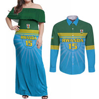 Custom Rwanda Basketball Couples Matching Off Shoulder Maxi Dress and Long Sleeve Button Shirt Go Champions - Wonder Print Shop