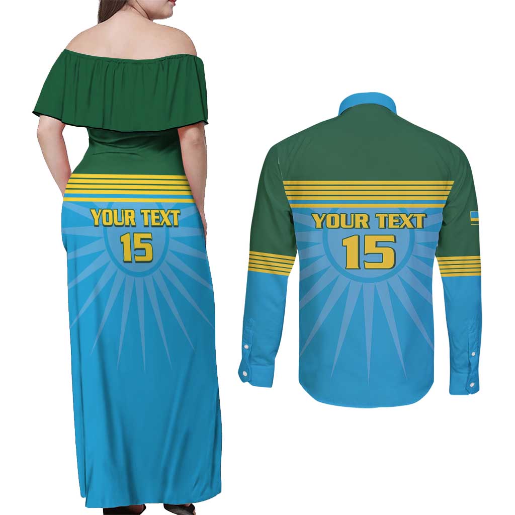 Custom Rwanda Basketball Couples Matching Off Shoulder Maxi Dress and Long Sleeve Button Shirt Go Champions - Wonder Print Shop
