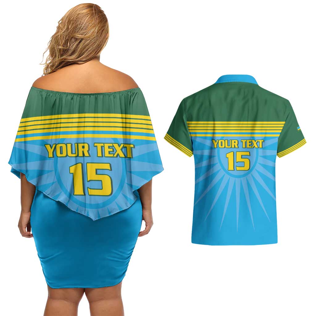 Custom Rwanda Basketball Couples Matching Off Shoulder Short Dress and Hawaiian Shirt Go Champions - Wonder Print Shop