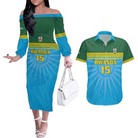 Custom Rwanda Basketball Couples Matching Off The Shoulder Long Sleeve Dress and Hawaiian Shirt Go Champions - Wonder Print Shop