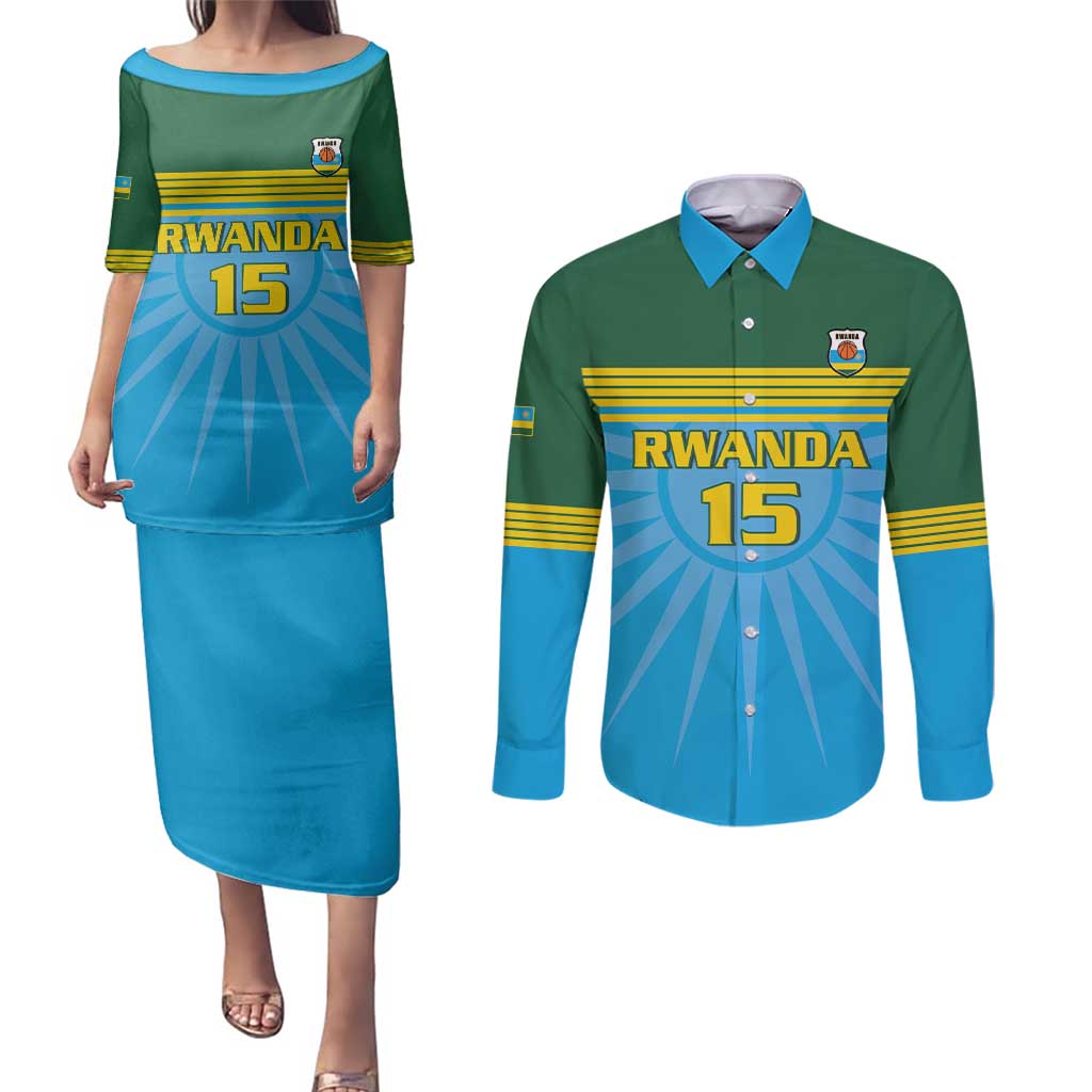 Custom Rwanda Basketball Couples Matching Puletasi and Long Sleeve Button Shirt Go Champions - Wonder Print Shop