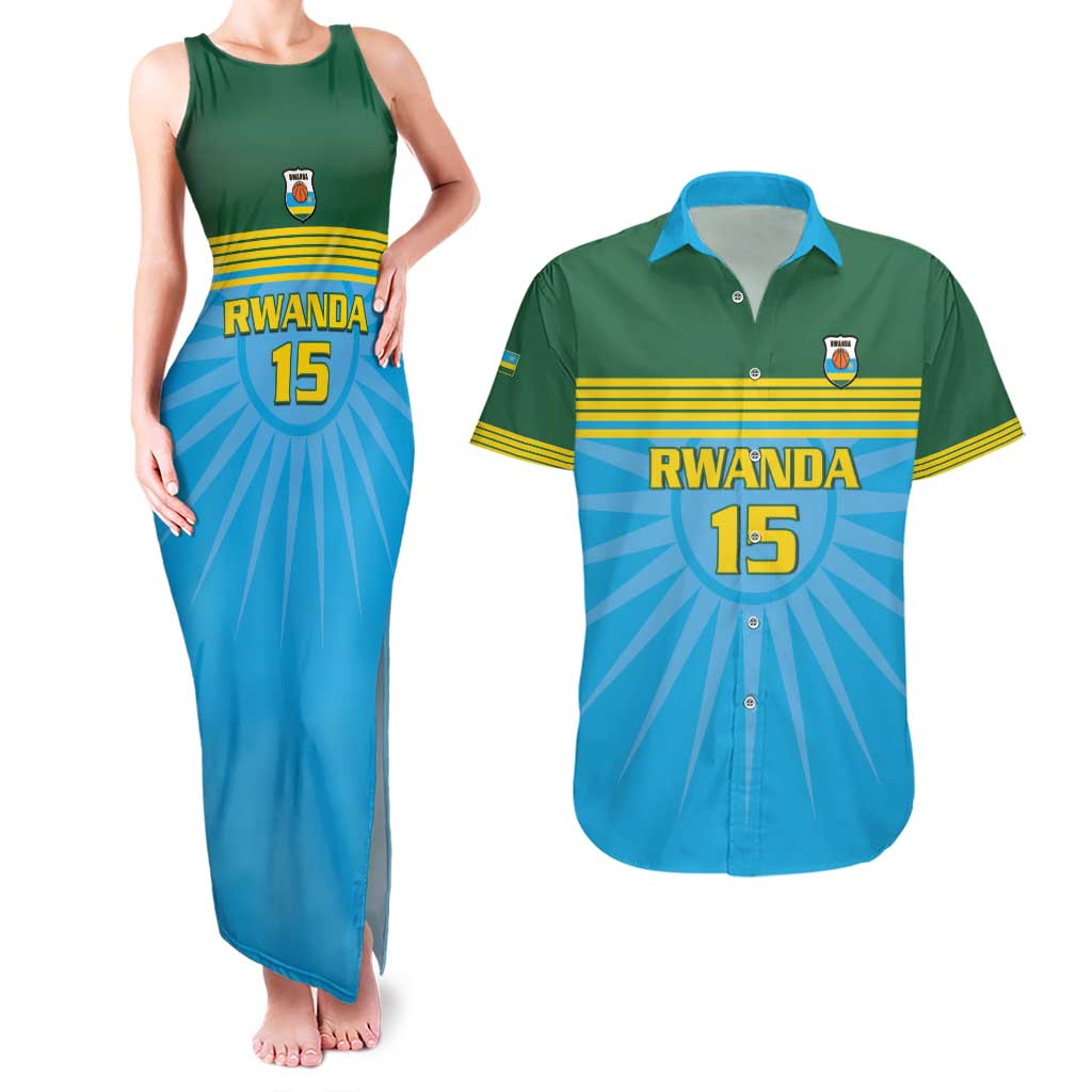 Custom Rwanda Basketball Couples Matching Tank Maxi Dress and Hawaiian Shirt Go Champions - Wonder Print Shop