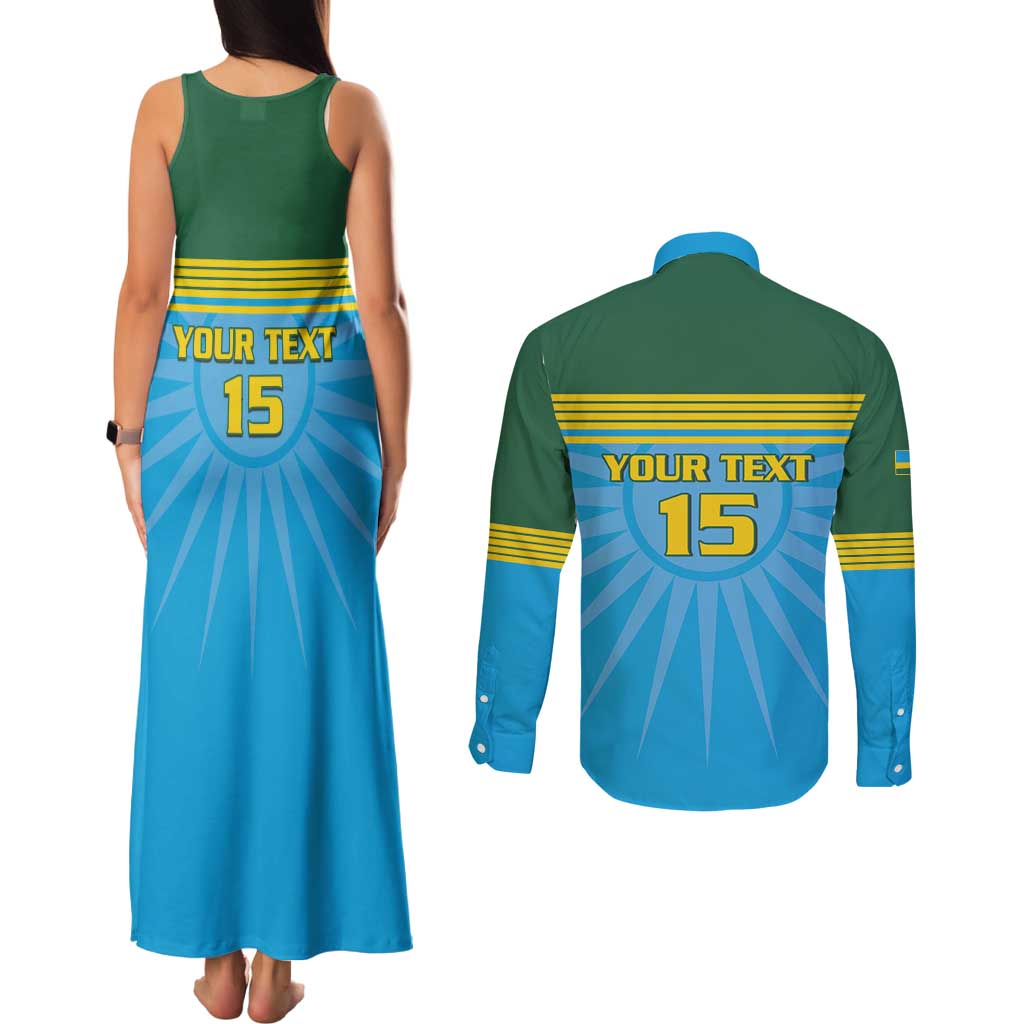 Custom Rwanda Basketball Couples Matching Tank Maxi Dress and Long Sleeve Button Shirt Go Champions - Wonder Print Shop