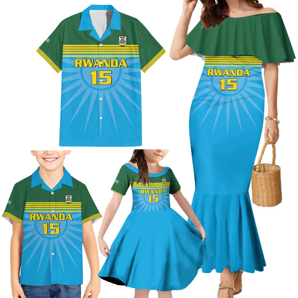 Custom Rwanda Basketball Family Matching Mermaid Dress and Hawaiian Shirt Go Champions - Wonder Print Shop