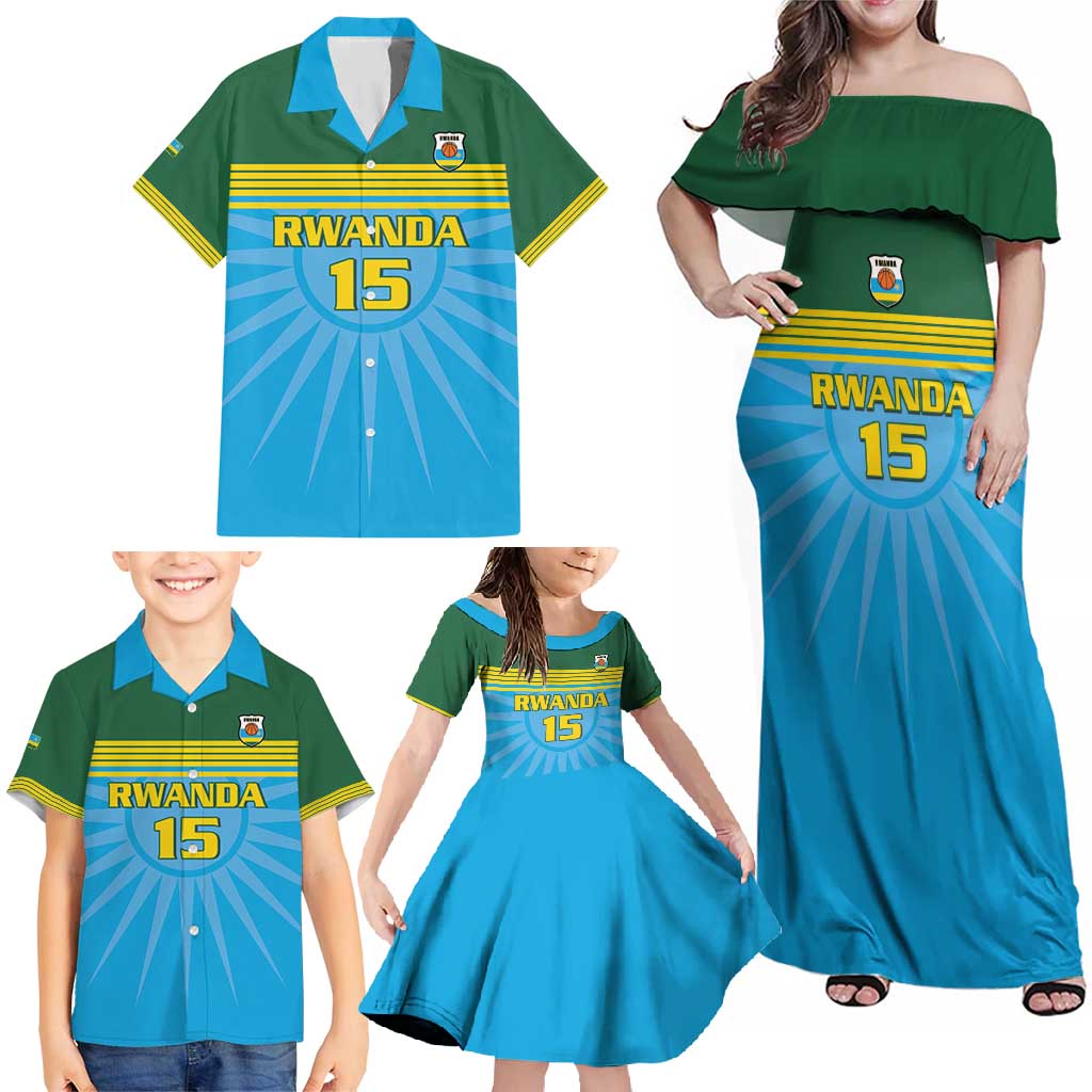 Custom Rwanda Basketball Family Matching Off Shoulder Maxi Dress and Hawaiian Shirt Go Champions - Wonder Print Shop