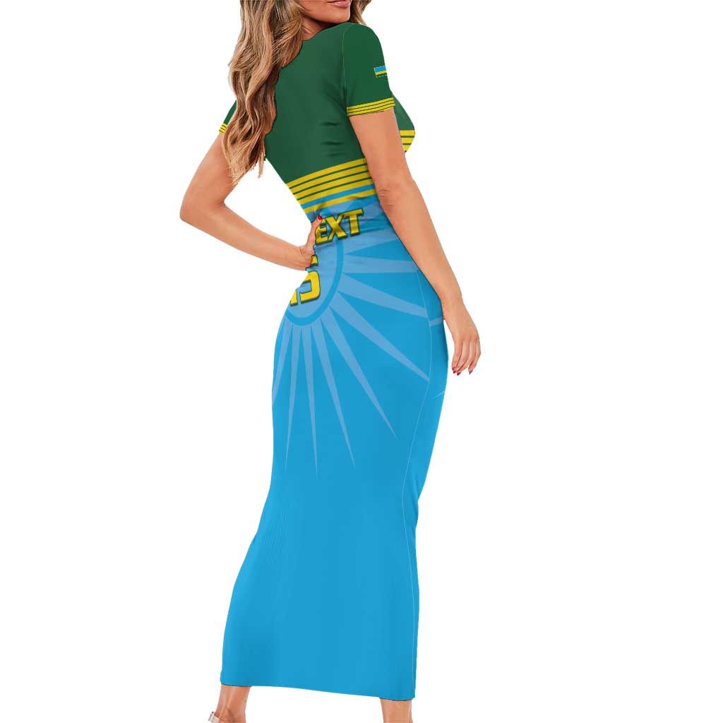 Custom Rwanda Basketball Family Matching Short Sleeve Bodycon Dress and Hawaiian Shirt Go Champions - Wonder Print Shop