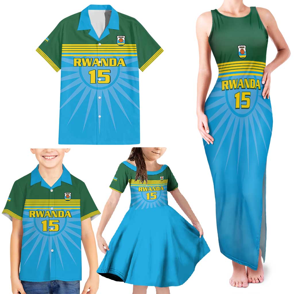 Custom Rwanda Basketball Family Matching Tank Maxi Dress and Hawaiian Shirt Go Champions - Wonder Print Shop