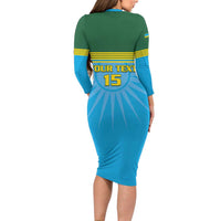 Custom Rwanda Basketball Long Sleeve Bodycon Dress Go Champions - Wonder Print Shop