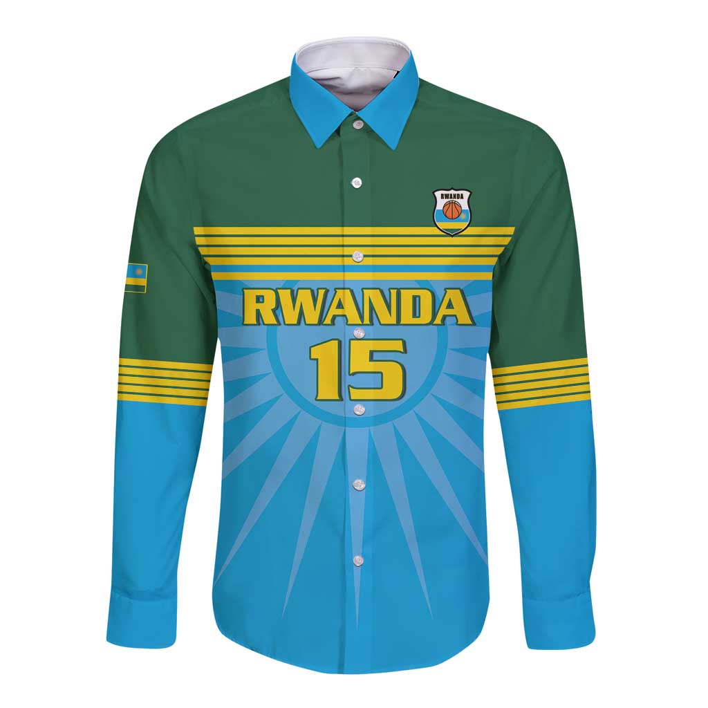 Custom Rwanda Basketball Long Sleeve Button Shirt Go Champions - Wonder Print Shop