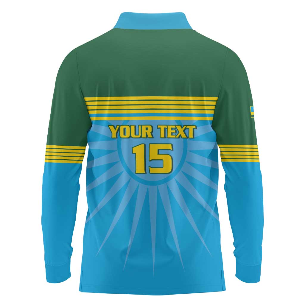 Custom Rwanda Basketball Long Sleeve Polo Shirt Go Champions - Wonder Print Shop