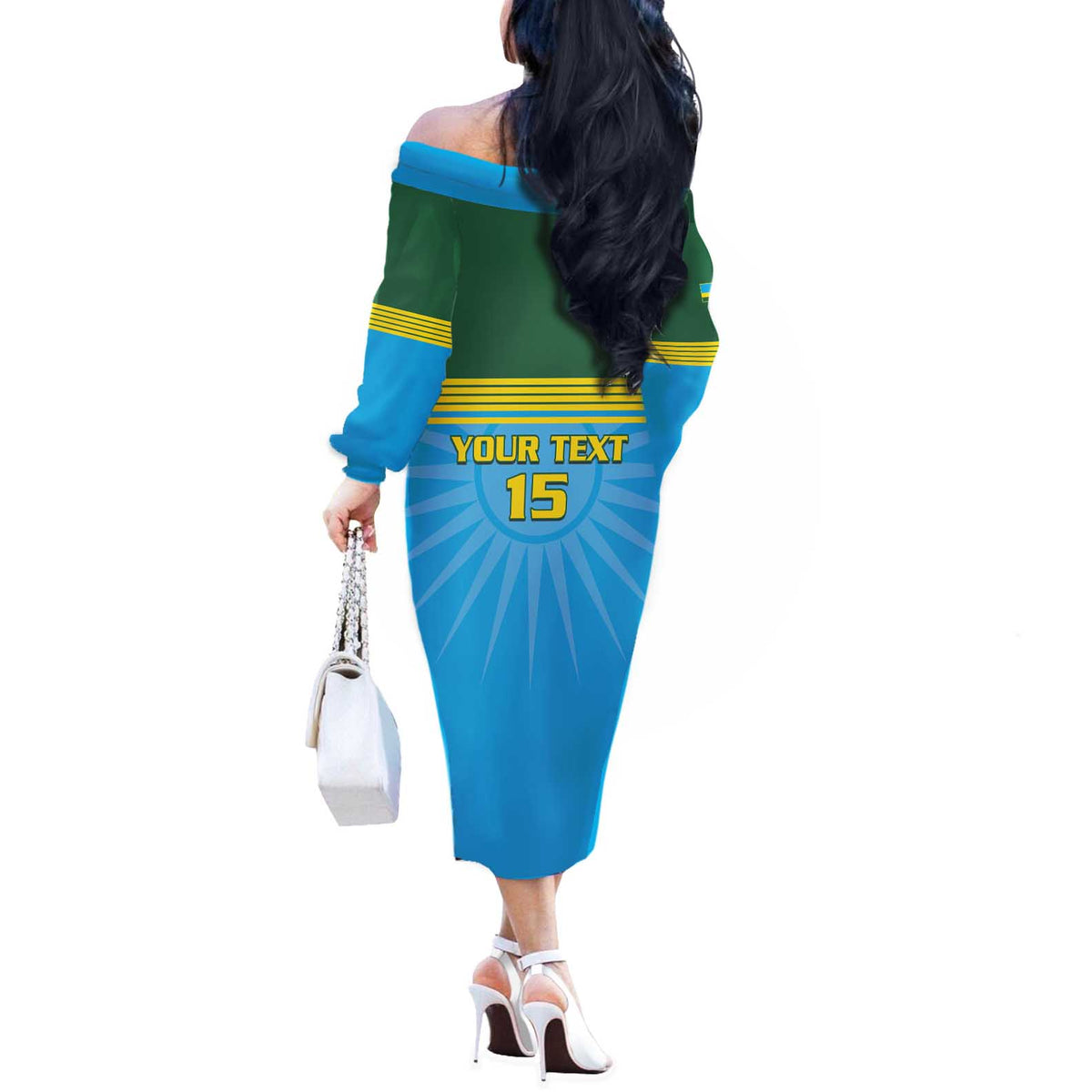 Custom Rwanda Basketball Off The Shoulder Long Sleeve Dress Go Champions - Wonder Print Shop