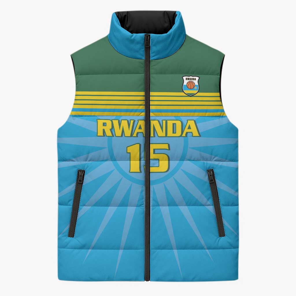 Custom Rwanda Basketball Sleeveless Puffer Jacket Go Champions - undefined