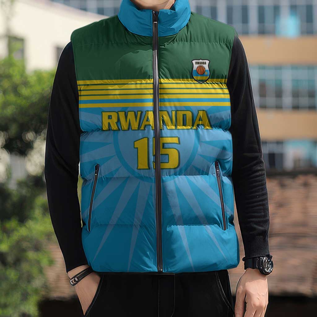 Custom Rwanda Basketball Sleeveless Puffer Jacket Go Champions - undefined