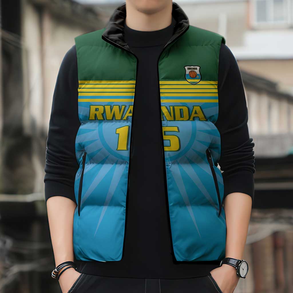 Custom Rwanda Basketball Sleeveless Puffer Jacket Go Champions - undefined