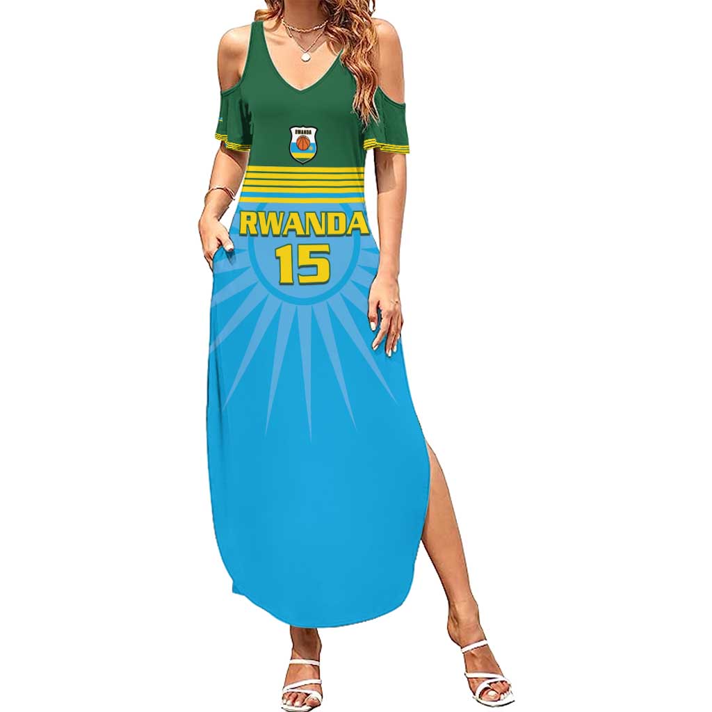 Custom Rwanda Basketball Summer Maxi Dress Go Champions - Wonder Print Shop