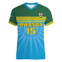 Custom Rwanda Basketball Women V-Neck T-Shirt Go Champions - Wonder Print Shop