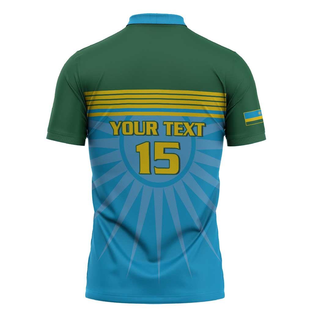 Custom Rwanda Basketball Zipper Polo Shirt Go Champions - Wonder Print Shop