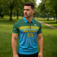 Custom Rwanda Basketball Zipper Polo Shirt Go Champions - Wonder Print Shop
