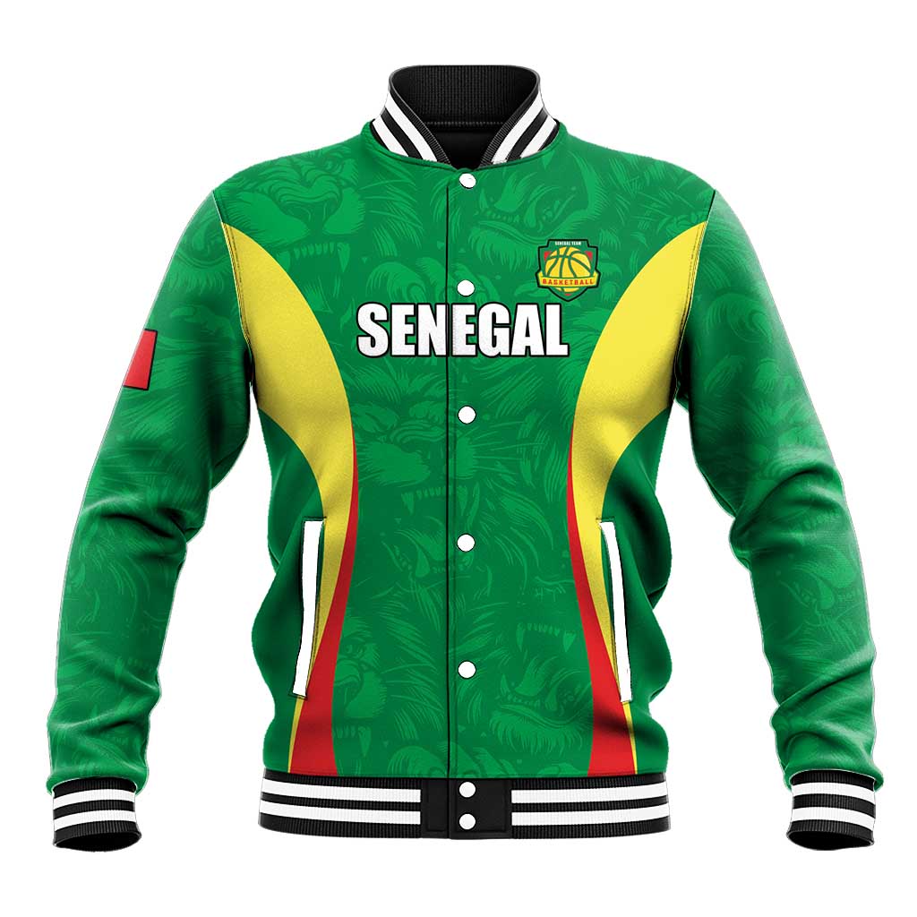 Custom Senegal Basketball Baseball Jacket Go Champions Lions - Wonder Print Shop