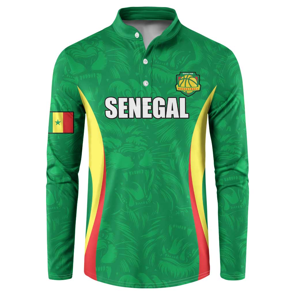 Custom Senegal Basketball Button Sweatshirt Go Champions Lions - Wonder Print Shop
