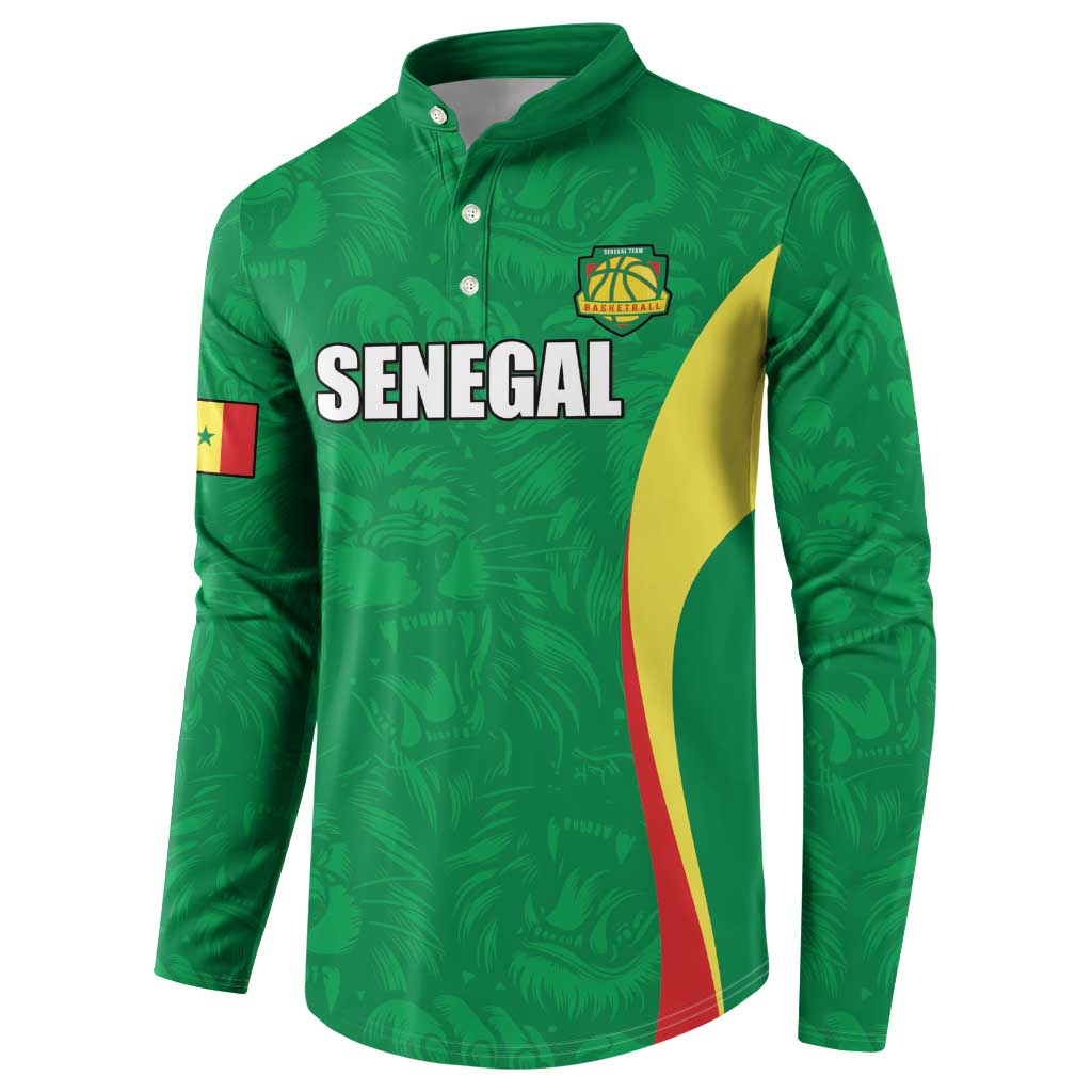 Custom Senegal Basketball Button Sweatshirt Go Champions Lions - Wonder Print Shop