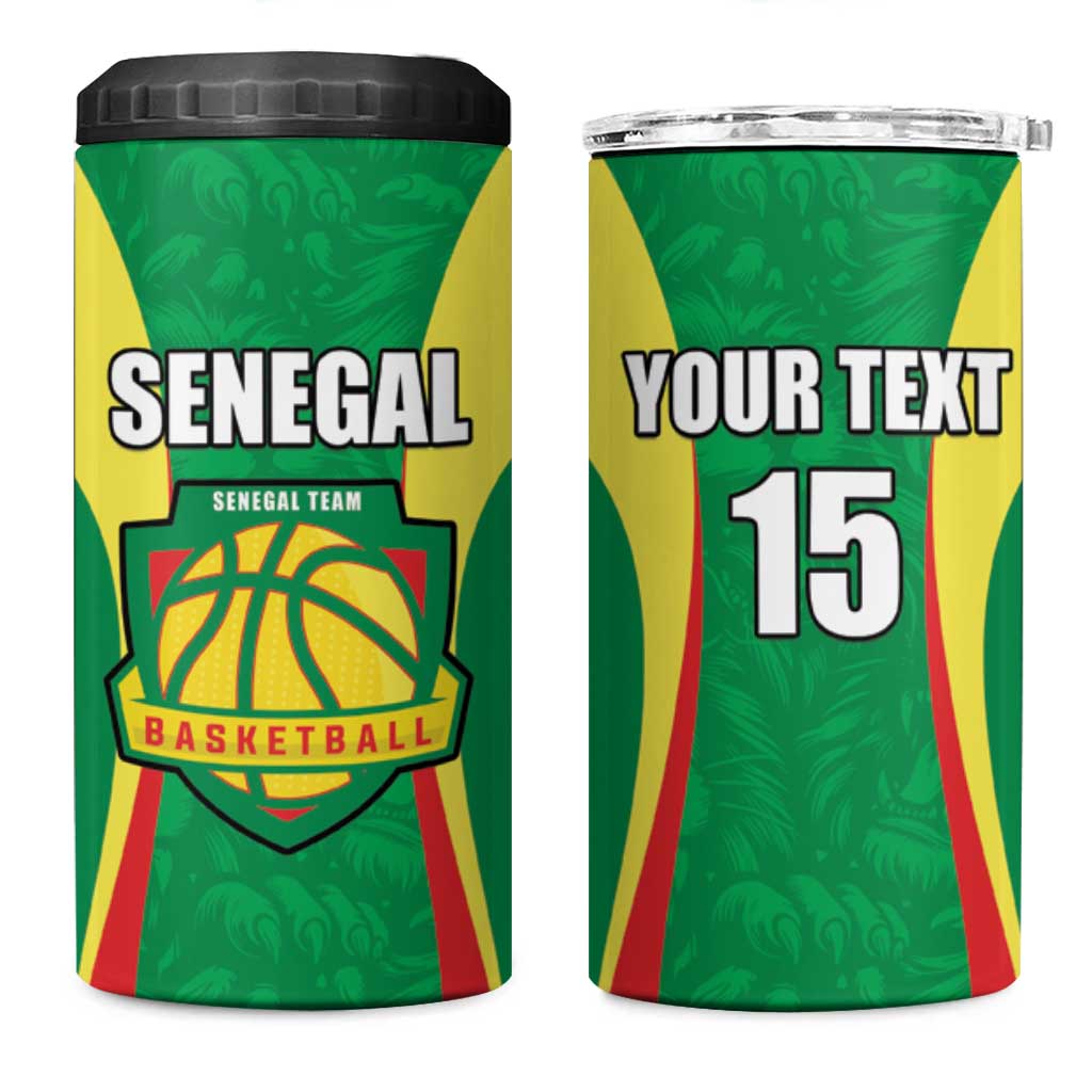 Custom Senegal Basketball 4 in 1 Can Cooler Tumbler Go Champions Lions - Wonder Print Shop