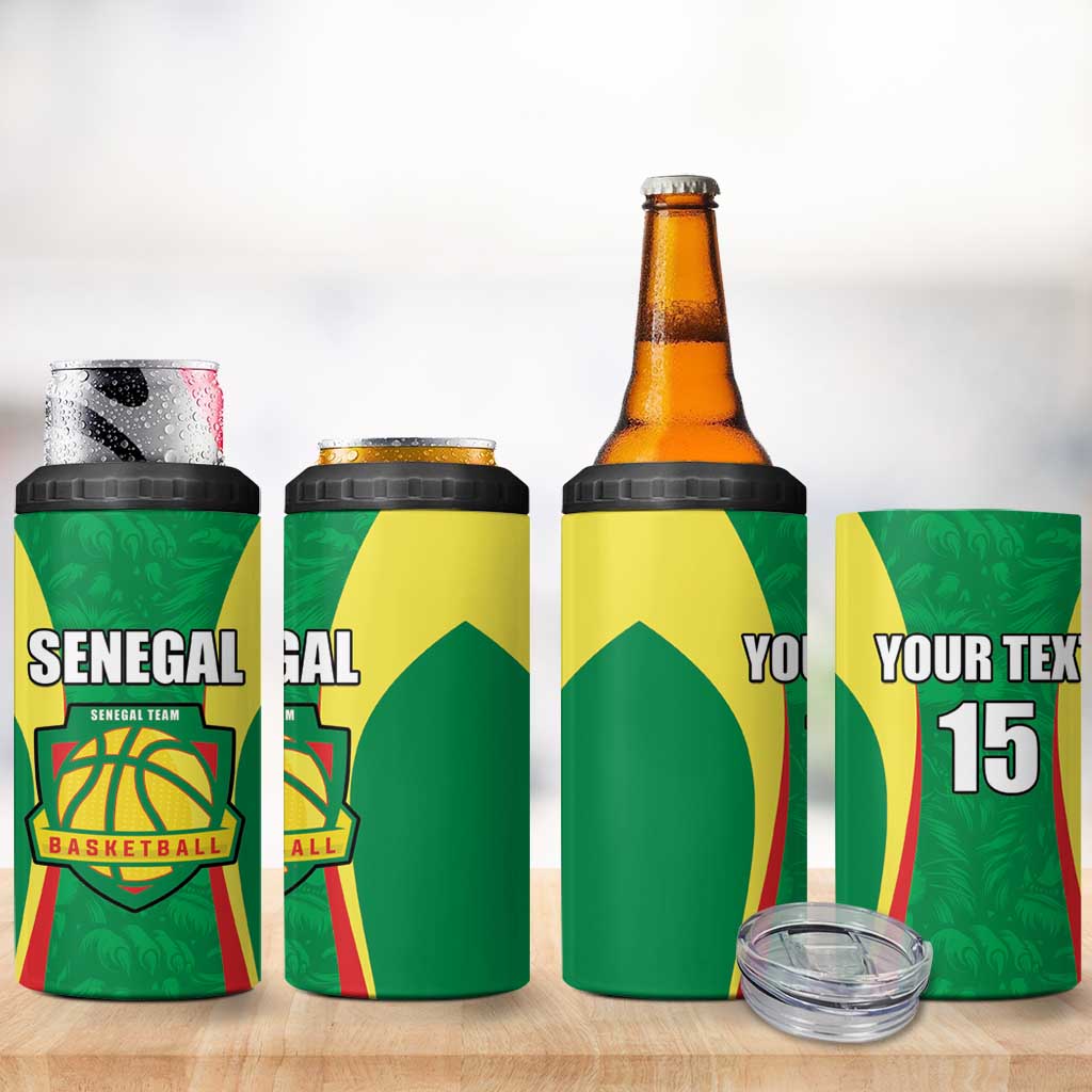 Custom Senegal Basketball 4 in 1 Can Cooler Tumbler Go Champions Lions - Wonder Print Shop