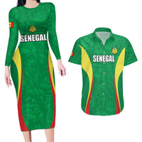 Custom Senegal Basketball Couples Matching Long Sleeve Bodycon Dress and Hawaiian Shirt Go Champions Lions - Wonder Print Shop