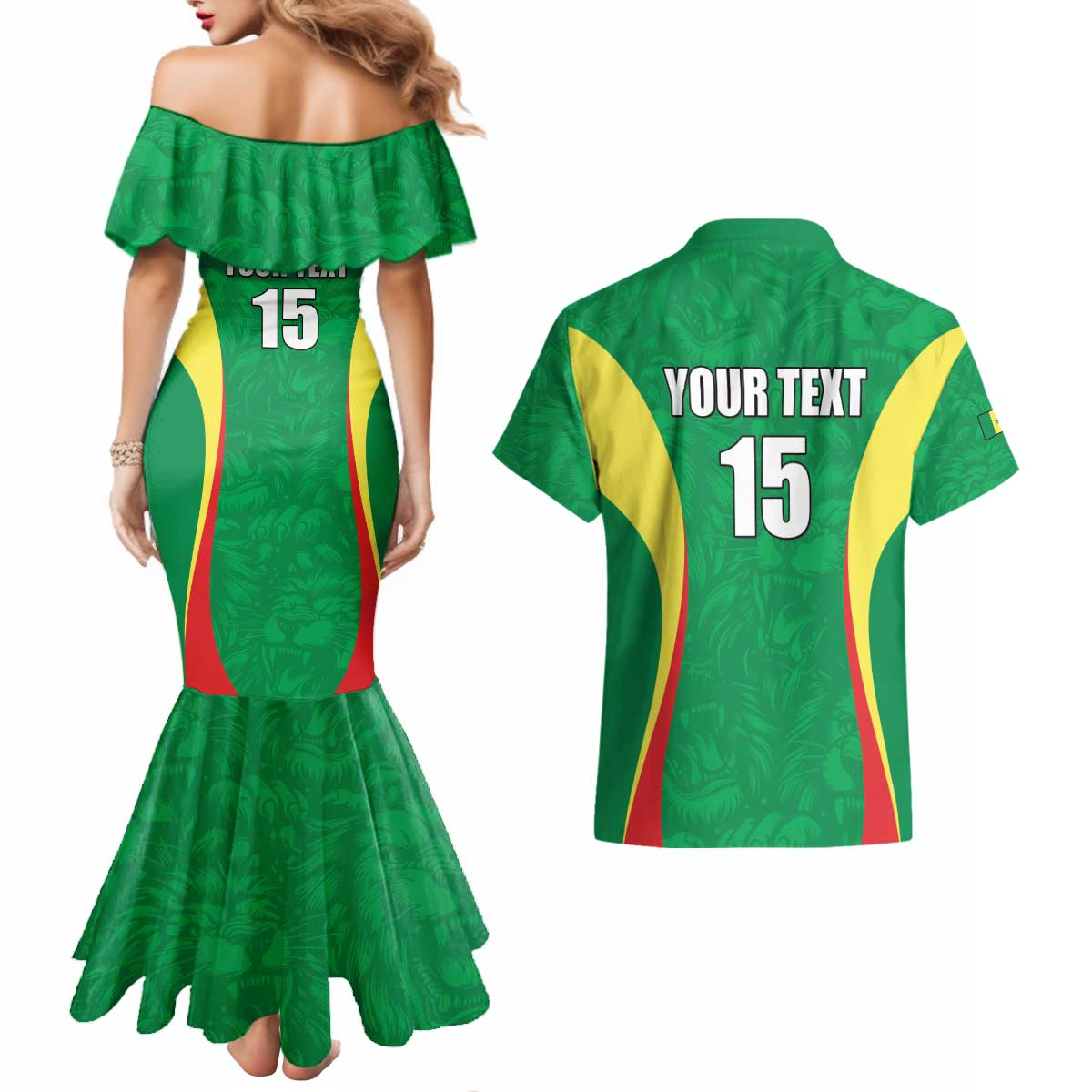Custom Senegal Basketball Couples Matching Mermaid Dress and Hawaiian Shirt Go Champions Lions - Wonder Print Shop