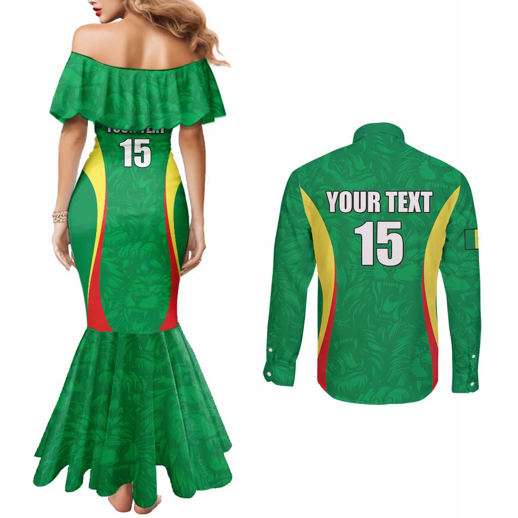 Custom Senegal Basketball Couples Matching Mermaid Dress and Long Sleeve Button Shirt Go Champions Lions - Wonder Print Shop