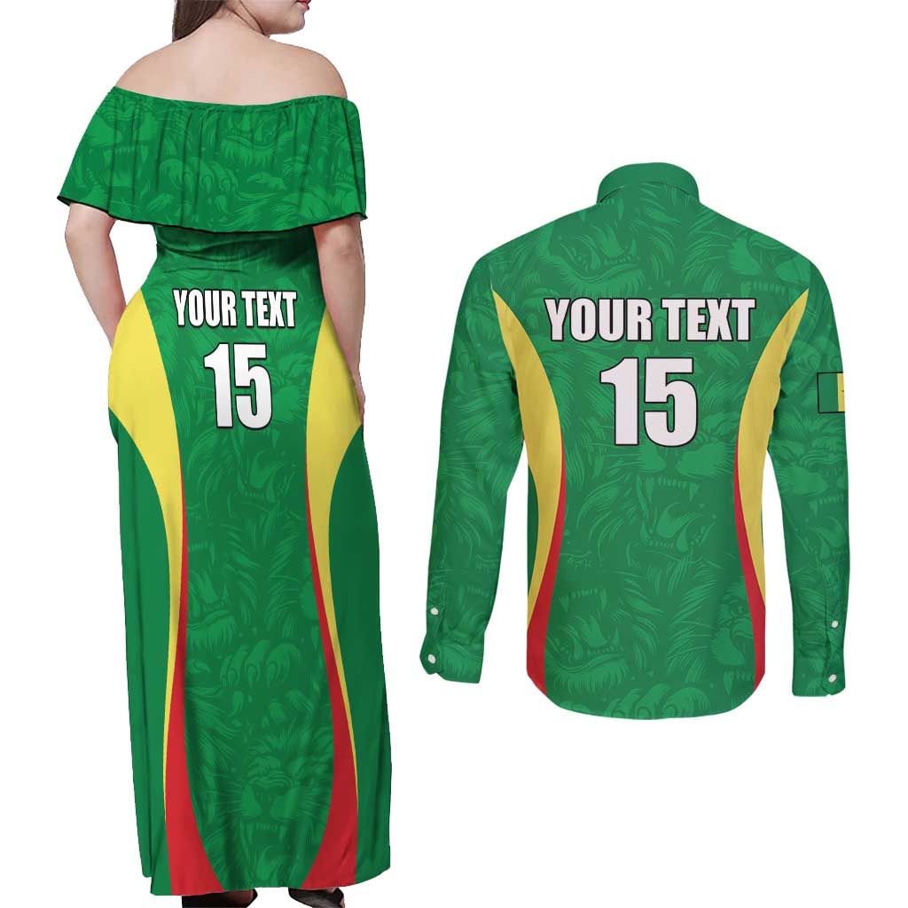 Custom Senegal Basketball Couples Matching Off Shoulder Maxi Dress and Long Sleeve Button Shirt Go Champions Lions - Wonder Print Shop