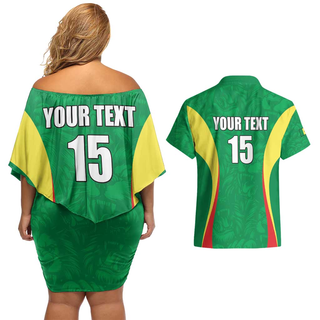 Custom Senegal Basketball Couples Matching Off Shoulder Short Dress and Hawaiian Shirt Go Champions Lions - Wonder Print Shop