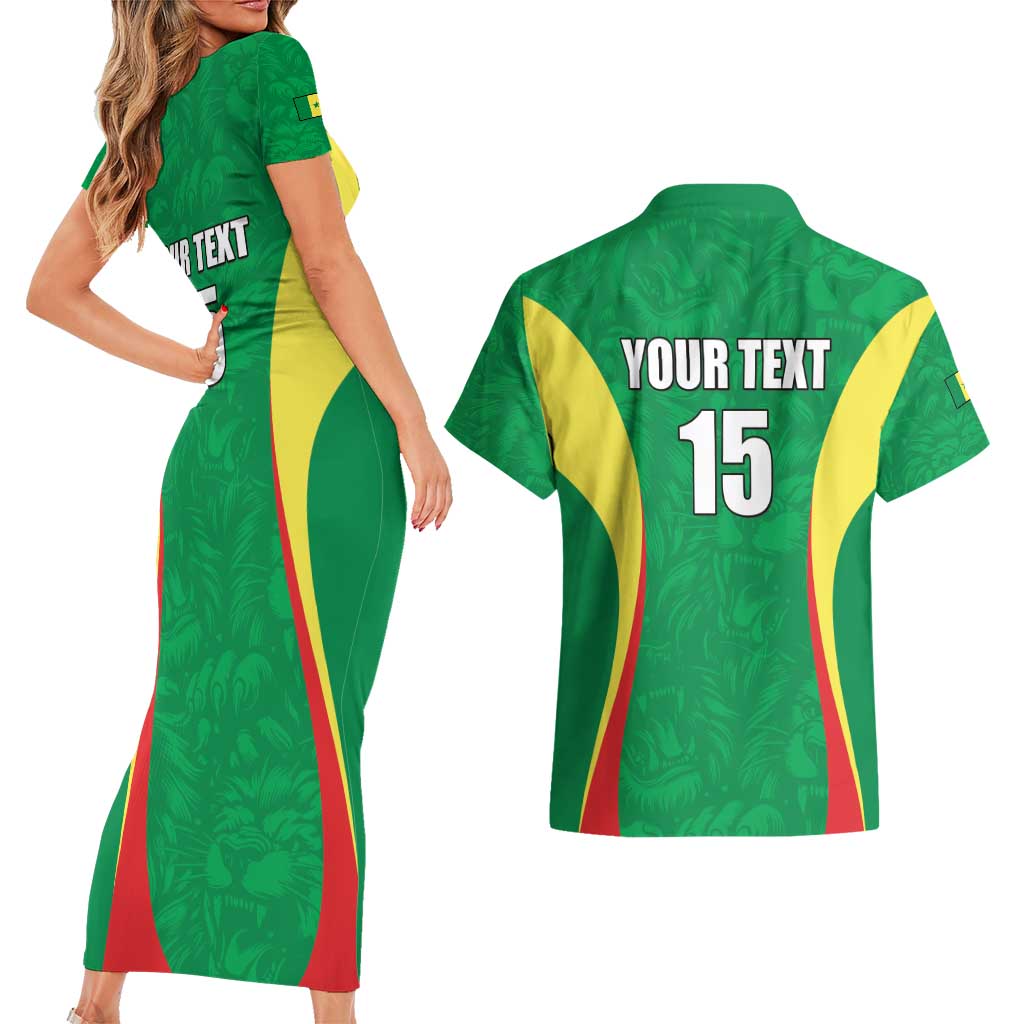 Custom Senegal Basketball Couples Matching Short Sleeve Bodycon Dress and Hawaiian Shirt Go Champions Lions - Wonder Print Shop