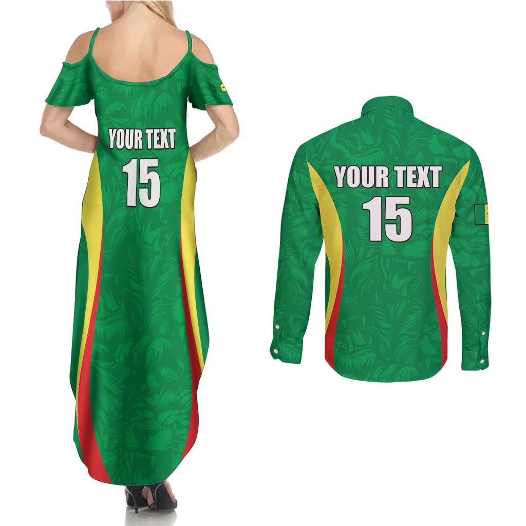 Custom Senegal Basketball Couples Matching Summer Maxi Dress and Long Sleeve Button Shirt Go Champions Lions - Wonder Print Shop