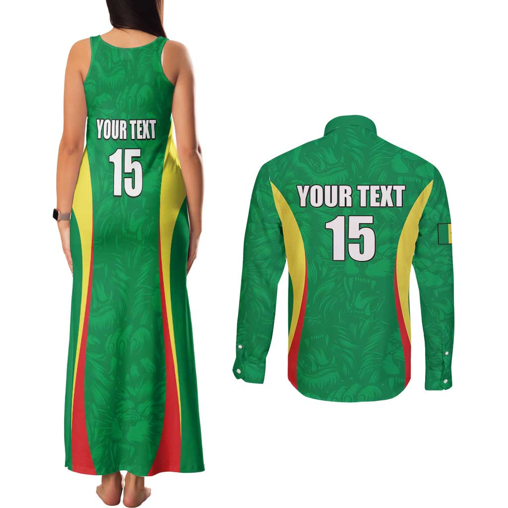 Custom Senegal Basketball Couples Matching Tank Maxi Dress and Long Sleeve Button Shirt Go Champions Lions - Wonder Print Shop