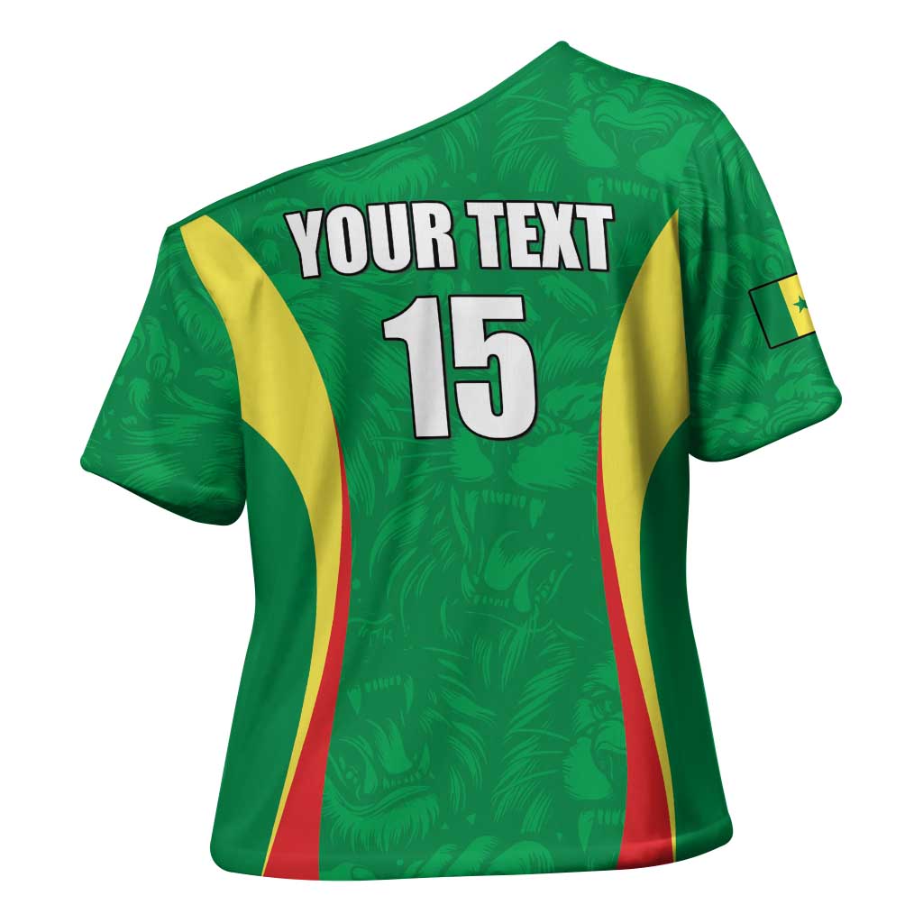 Custom Senegal Basketball Cross Shoulder Shirt Go Champions Lions - Wonder Print Shop
