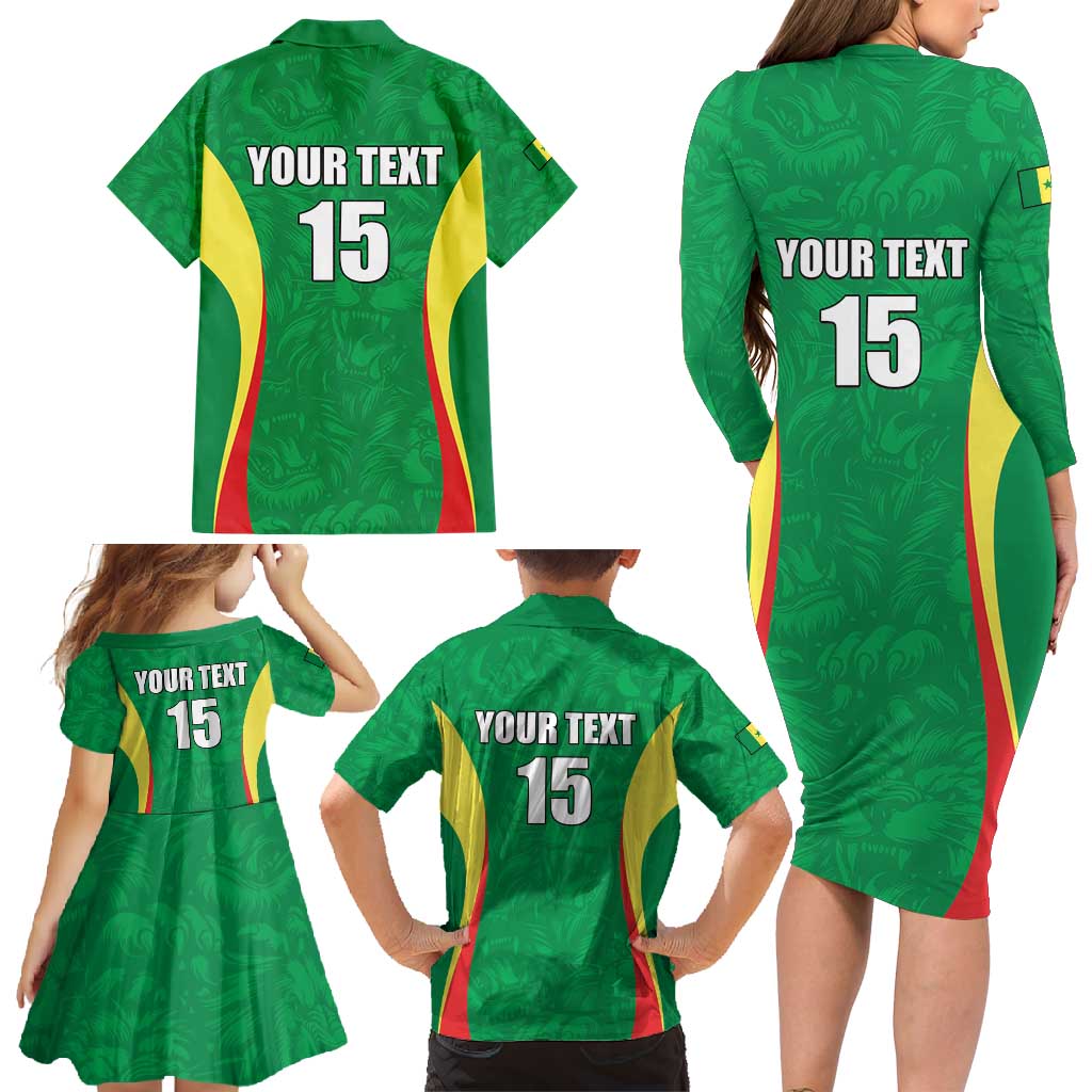 Custom Senegal Basketball Family Matching Long Sleeve Bodycon Dress and Hawaiian Shirt Go Champions Lions - Wonder Print Shop