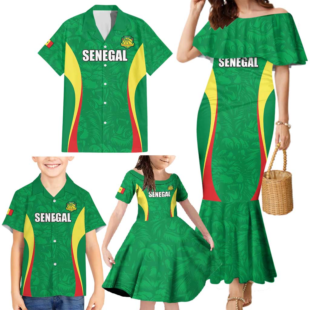 Custom Senegal Basketball Family Matching Mermaid Dress and Hawaiian Shirt Go Champions Lions - Wonder Print Shop