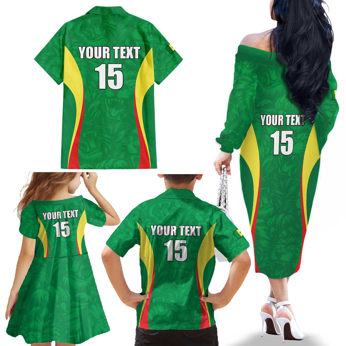 Custom Senegal Basketball Family Matching Off The Shoulder Long Sleeve Dress and Hawaiian Shirt Go Champions Lions - Wonder Print Shop