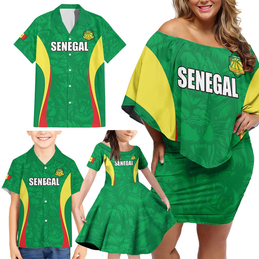 Custom Senegal Basketball Family Matching Off Shoulder Short Dress and Hawaiian Shirt Go Champions Lions - Wonder Print Shop