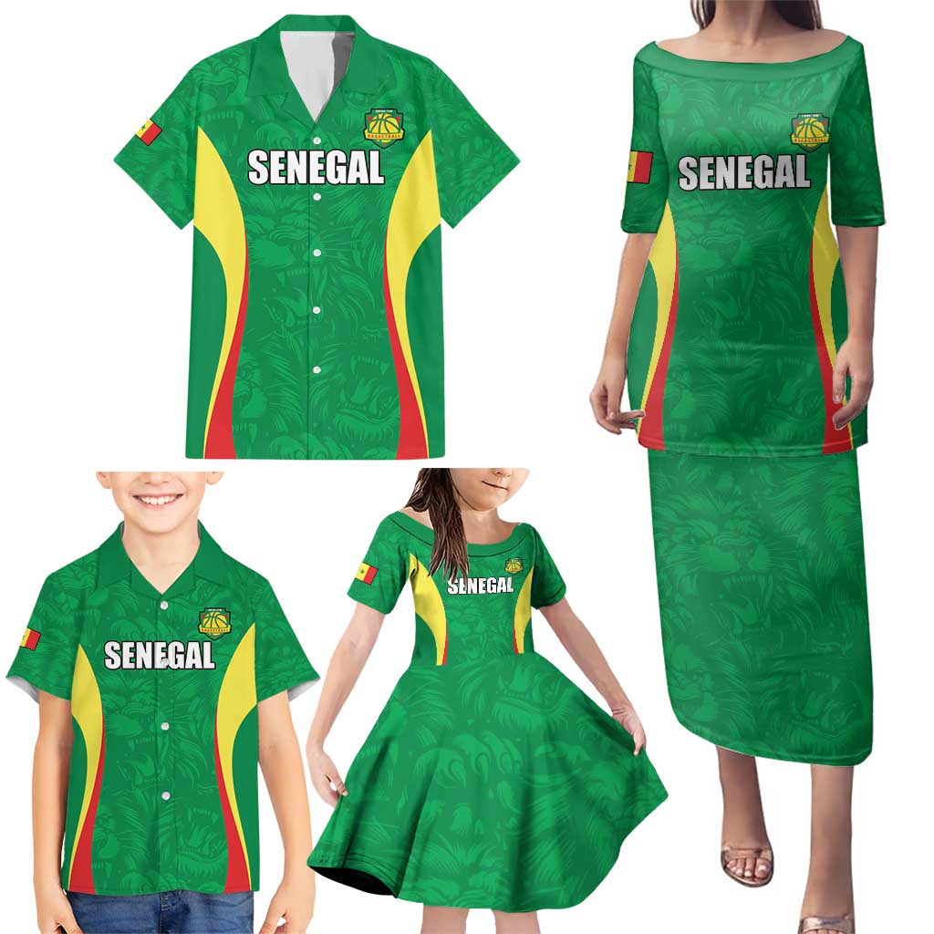 Custom Senegal Basketball Family Matching Puletasi and Hawaiian Shirt Go Champions Lions - Wonder Print Shop