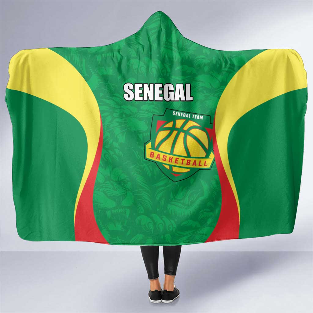 Custom Senegal Basketball Hooded Blanket Go Champions Lions - Wonder Print Shop