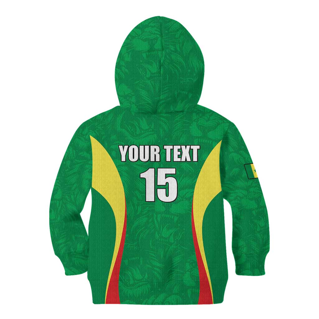 Custom Senegal Basketball Kid Hoodie Go Champions Lions - Wonder Print Shop