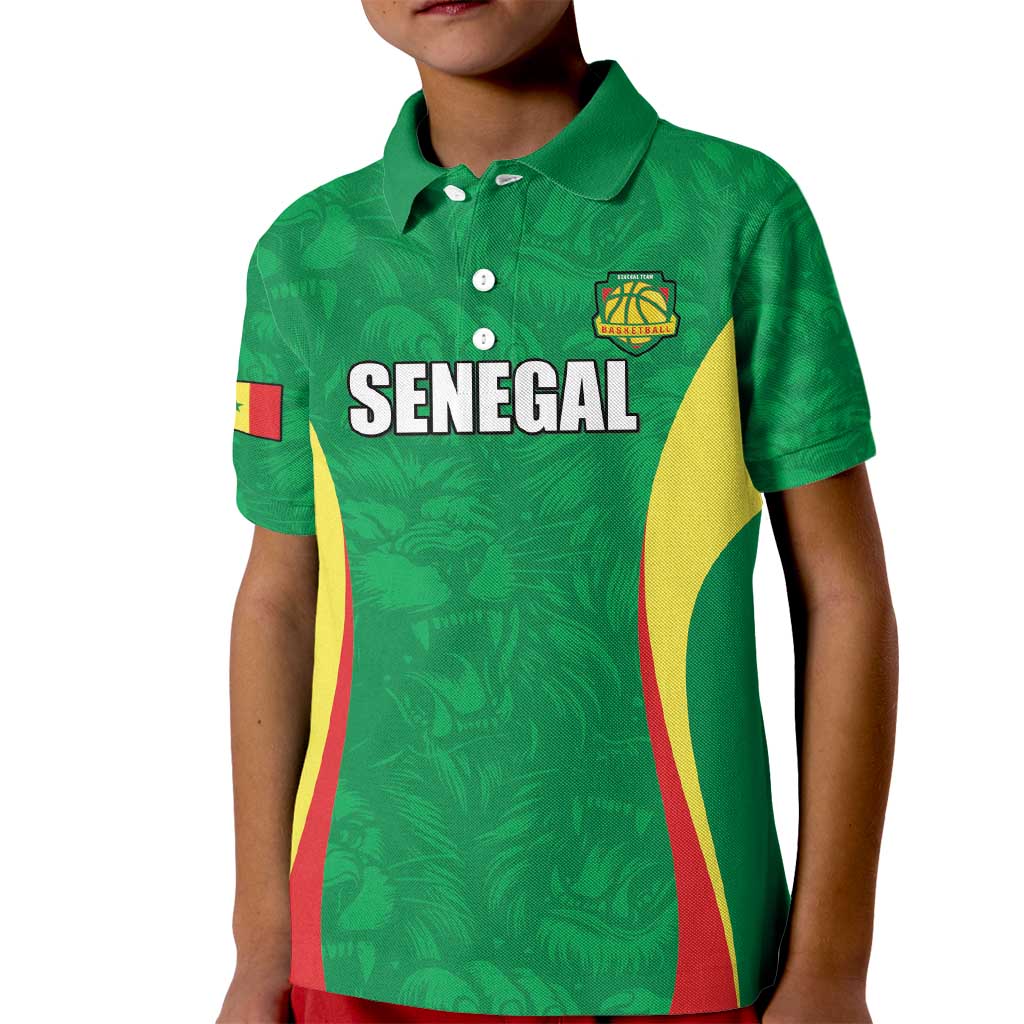 Custom Senegal Basketball Kid Polo Shirt Go Champions Lions - Wonder Print Shop