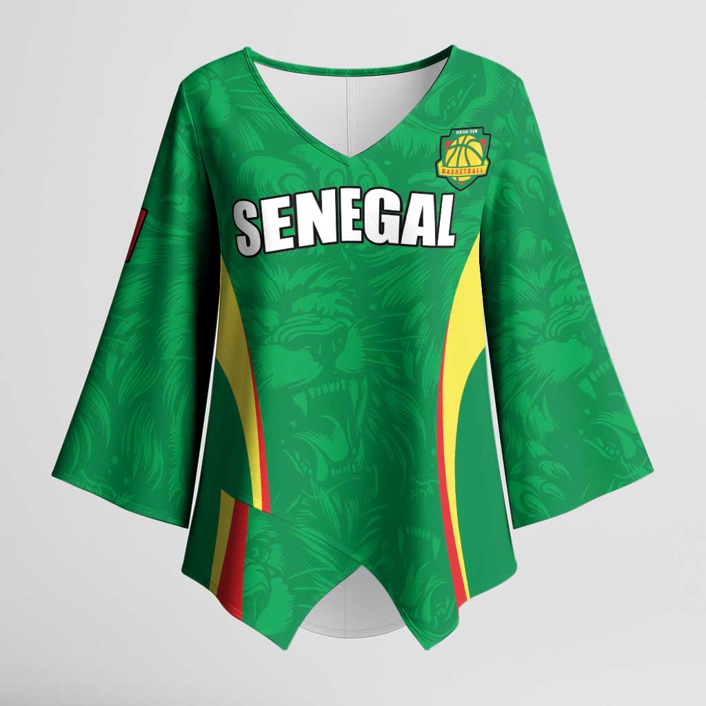 Custom Senegal Basketball Kimono Sleeve Blouse Go Champions Lions - Wonder Print Shop