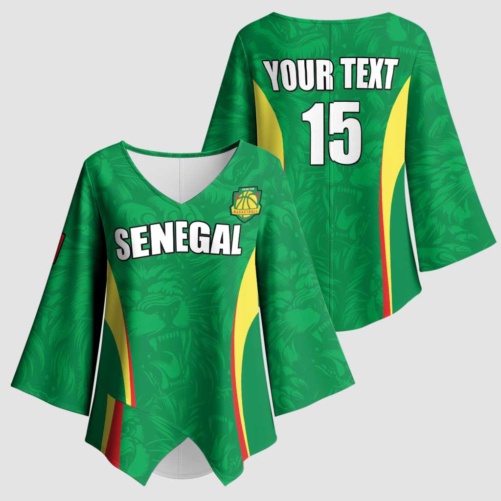 Custom Senegal Basketball Kimono Sleeve Blouse Go Champions Lions - Wonder Print Shop