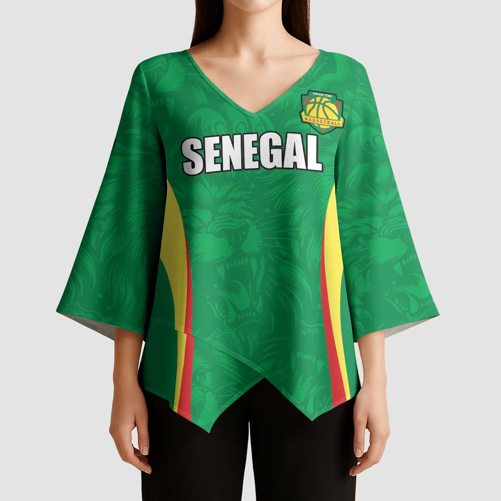 Custom Senegal Basketball Kimono Sleeve Blouse Go Champions Lions - Wonder Print Shop