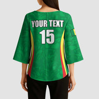 Custom Senegal Basketball Kimono Sleeve Blouse Go Champions Lions - Wonder Print Shop