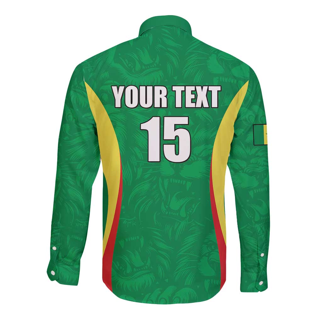 Custom Senegal Basketball Long Sleeve Button Shirt Go Champions Lions - Wonder Print Shop